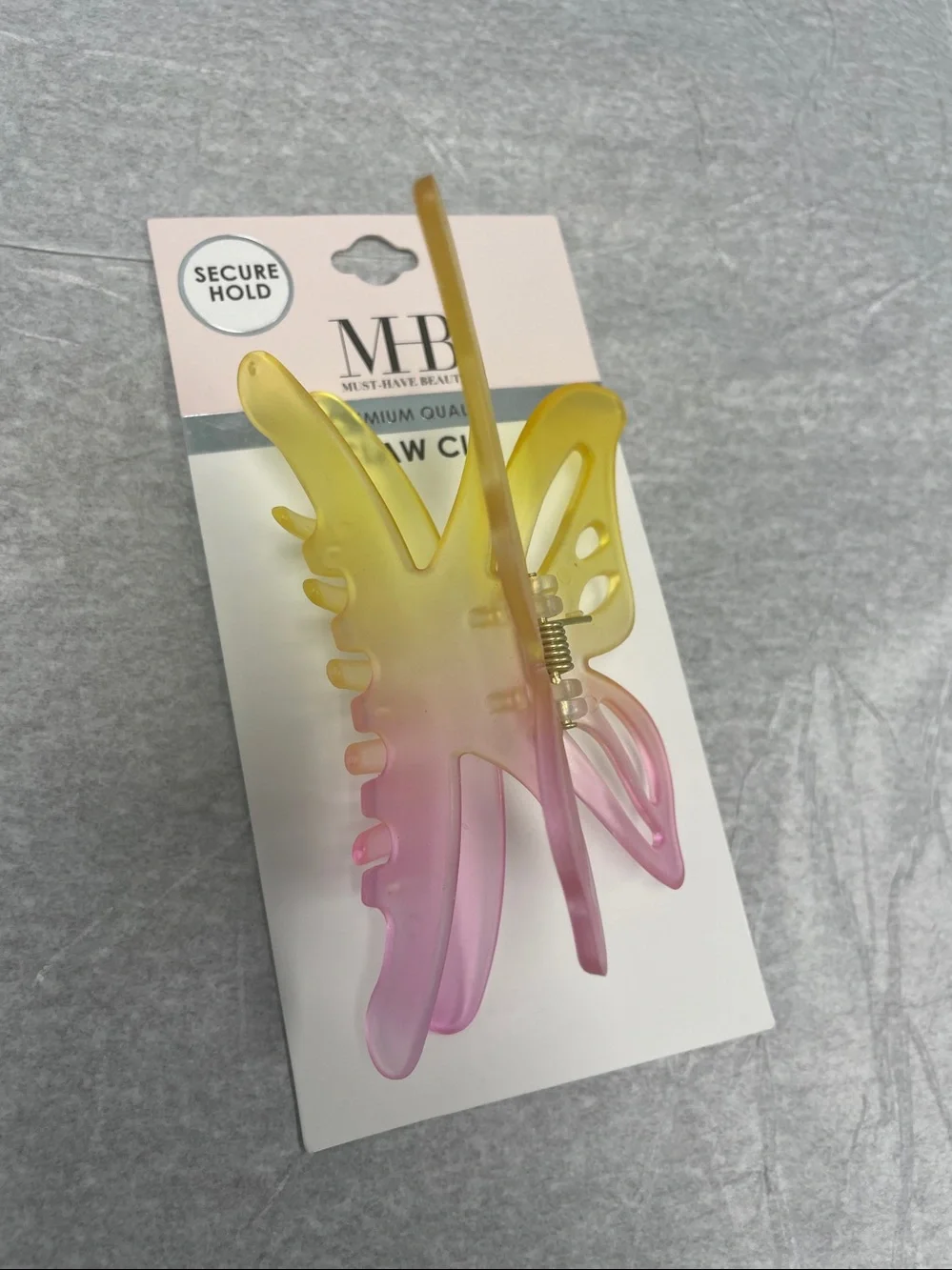 Ombre Butterfly Hair Claw Clip - Yellow & Pink